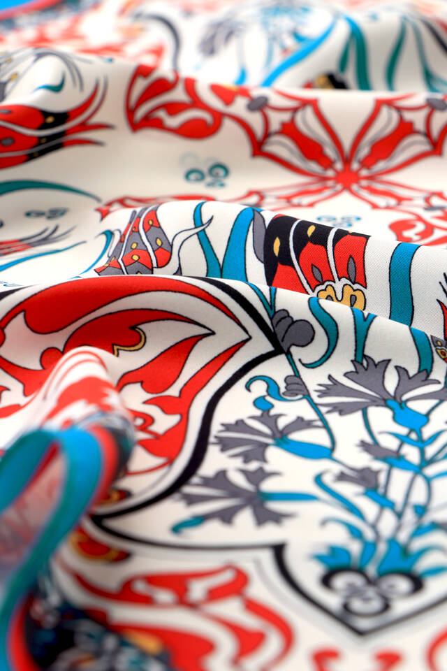 مربع جيب حريري بنمط القرنفل الفيروزي - 3