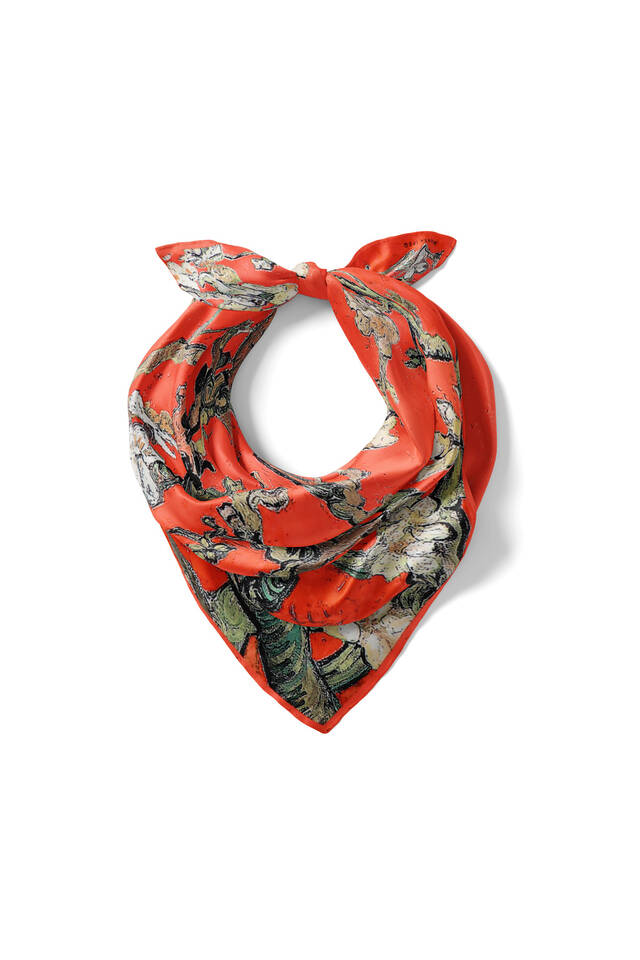 مربع جيب حريري بنمط زهر اللوز الأحمر - 2