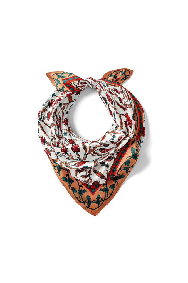 مربع جيب حريري بنمط قرنفل توليب أسمر - 2