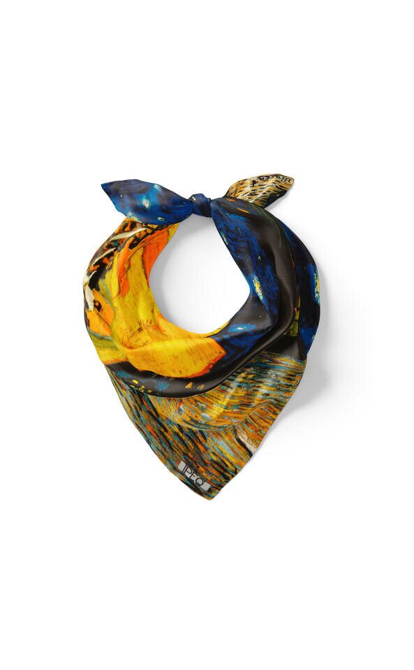 أزرق كحلي نقش شارع كافيه حرير جيب مربع - 2