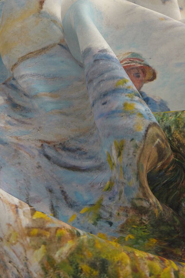 فتاة زرقاء نمط مظلة جيب الحرير مربع - 3