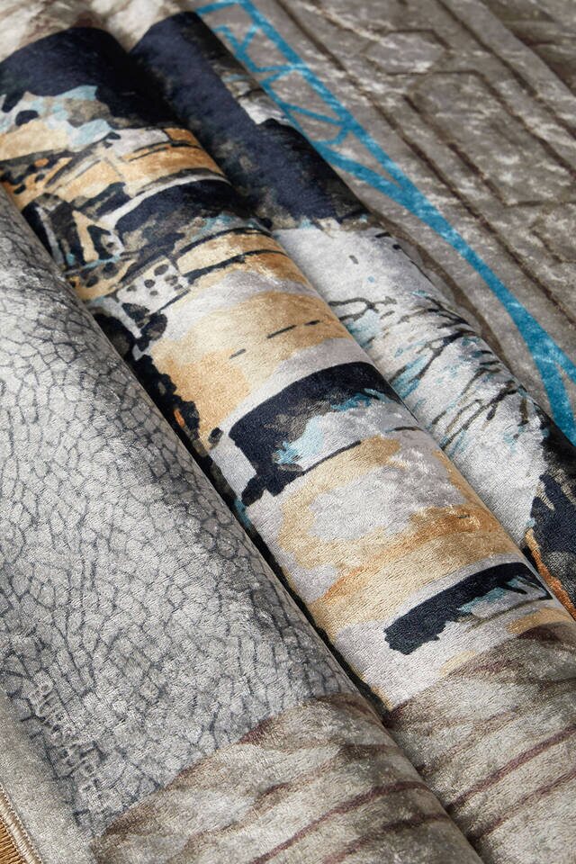 سجادة صلاة المخمل باللون الرمادي - 2