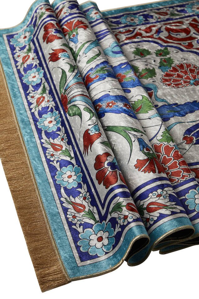 سجادة صلاة من المخمل الفيروزي - 3