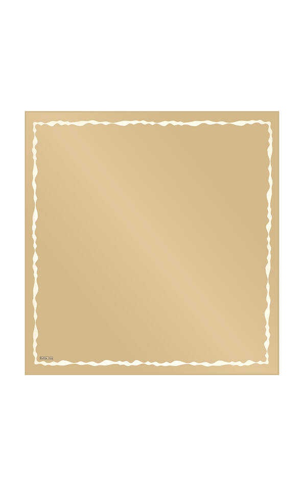 وشاح مربع الحرير موجة المياه الحدود الذهبية - 2