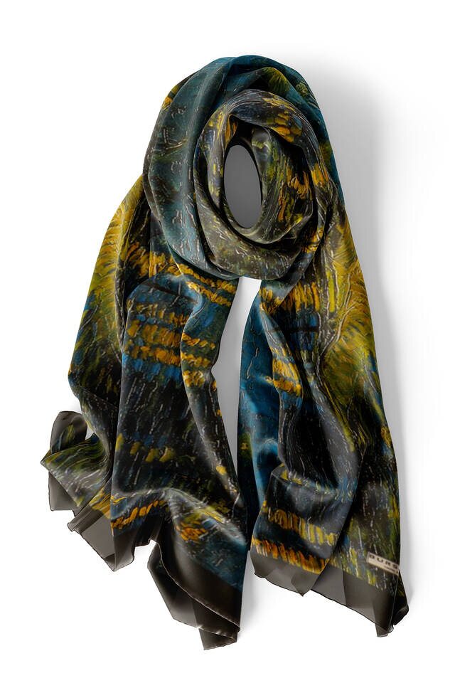 أزرق كحلي مليء بالنجوم من الحرير Foulard - 4