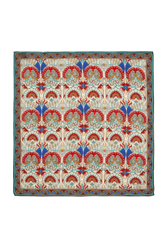 جيب مربع حرير بنمط طاووس نعناع إكرو 