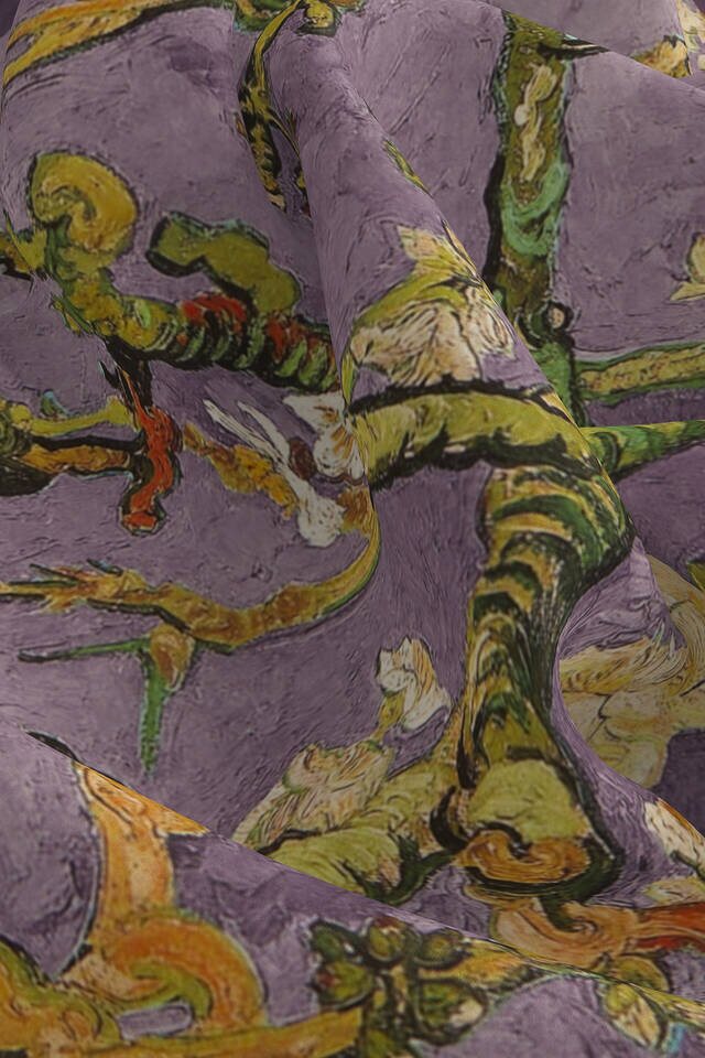 مربع الجيب الحرير زهرة اللوز الأرجواني - 3