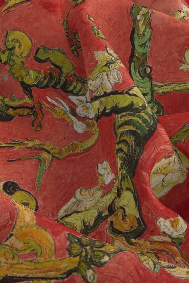 مربع الجيب الحرير أزهار اللوز المرجاني - 3