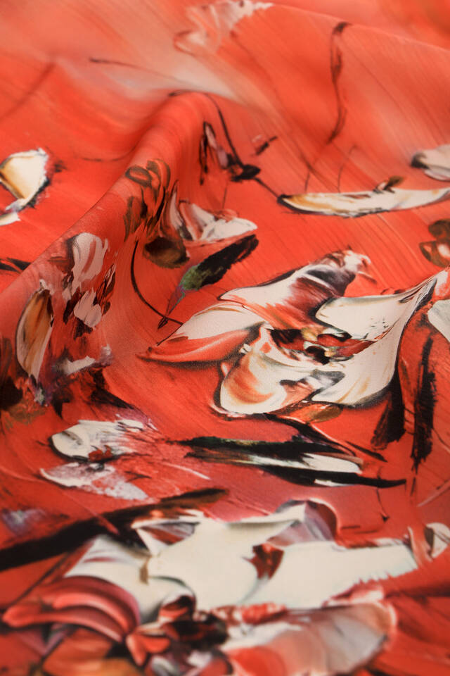 زهرة الرمان شقائق النعمان نمط الحرير جيب مربع - 3