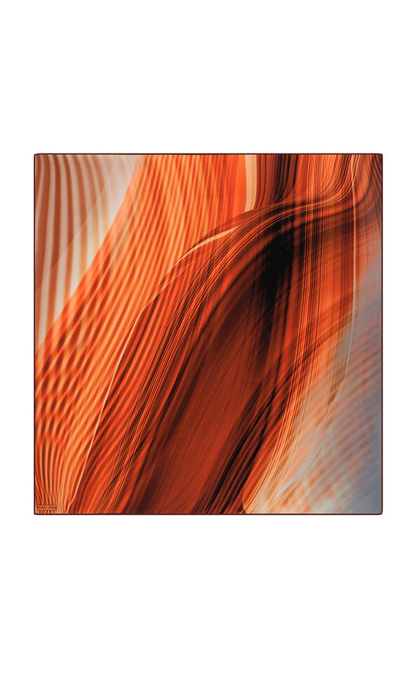 وشاح مربع من الحرير بنمط قوس قزح برتقالي - 2