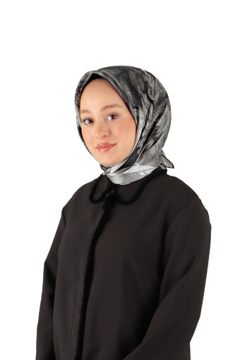 وشاح مربع من الحرير بنمط الحزام الرمادي 
