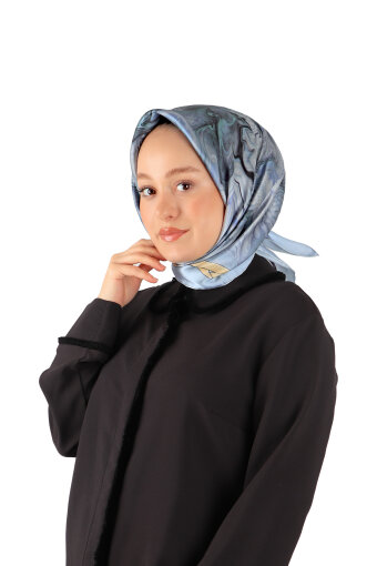 وشاح مربع من الحرير بنمط الحزام الأزرق 