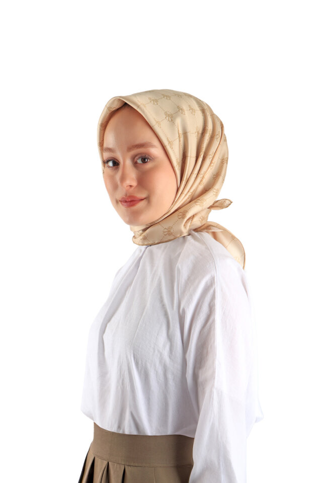 وشاح مربع من الحرير من نسيج التويل ذو الفراشة الذهبية 