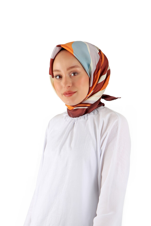 القرفة موجة نمط حك الحرير وشاح مربع 