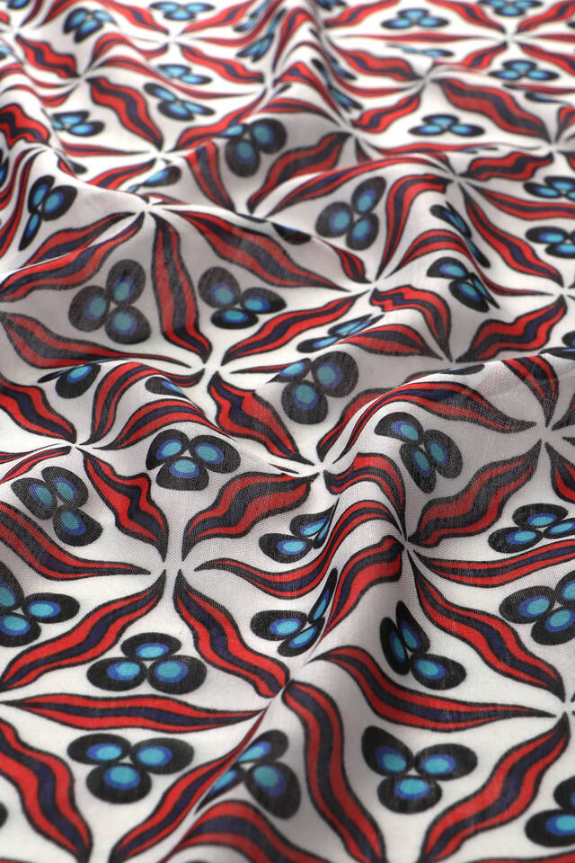 وشاح مربع ناعم بنمط تشينتماني باللون الفيروزي - 3