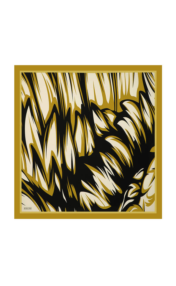 وشاح مربع من الحرير بنمط نيلسو باللون الأخضر الحمضي - 2