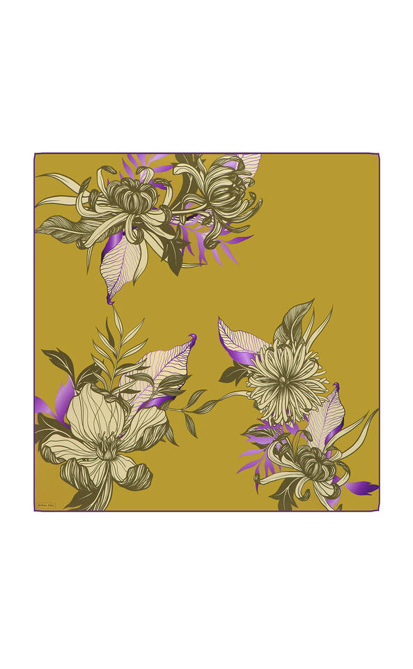 وشاح مربع من الحرير بنمط العصر الأخضر الحمضي - 2