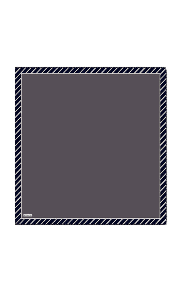 وشاح مربع من الحرير المائل بنمط مخطط باللون الأرجواني - 1