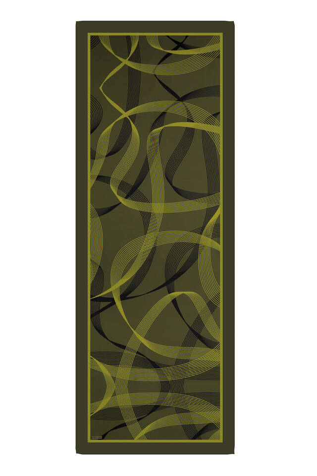 وشاح حرير مائل بنمط دائري من الكاكي - 3