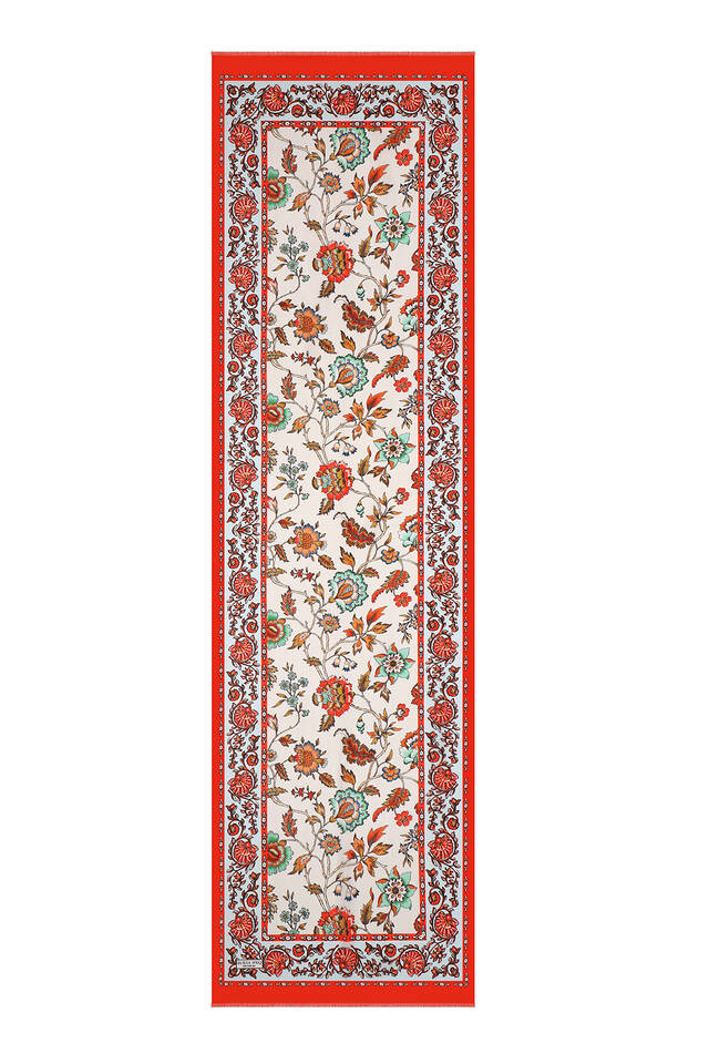 وشاح حرير من الفوال بنقشة زهرة الزنبق الحمراء - 4