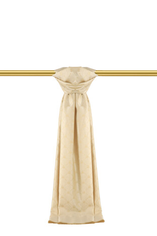 وشاح حرير جاكار بنمط مونوغرام كريمي 