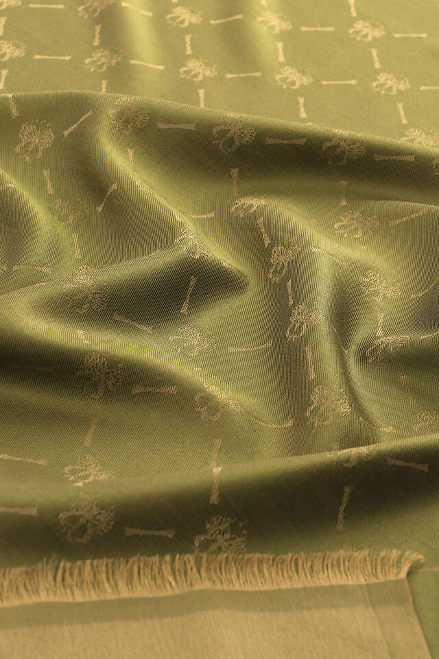 وشاح حرير جاكار بنقشة مونوغرام باللون الأخضر - 4