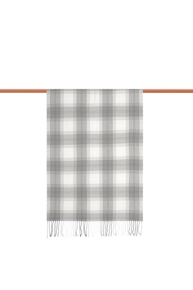 شال شتوي منقوش باللون الرمادي الفاتح - 3