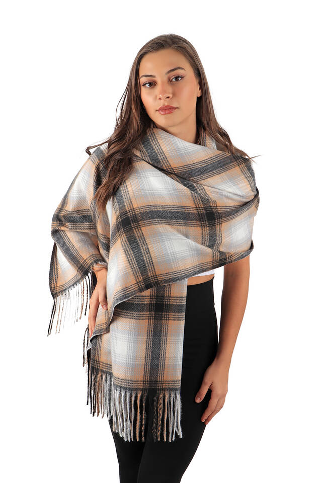 شال شتوي منقوش باللون الأسود - 2