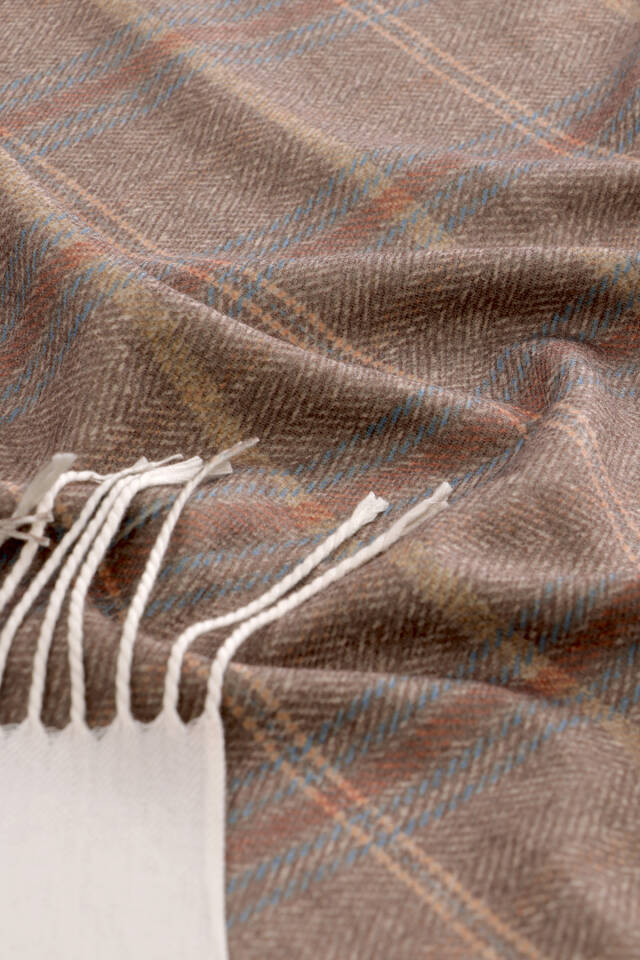 شال شتوي بنقشة منقوشات بلون القهوة الحليبية - 3