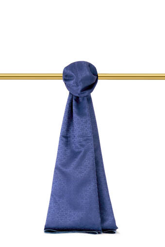 شال حرير قطني بنقشة نجمة زرقاء داكنة 