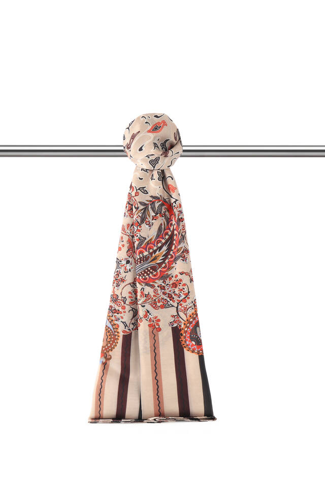 شال ناعم بنقشة اللبلاب السلموني - 1