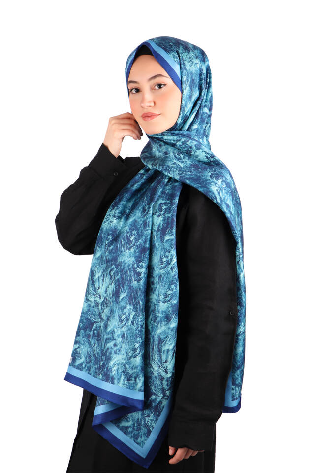 شال حرير مائل بنقشة فرشاة النعناع - 2