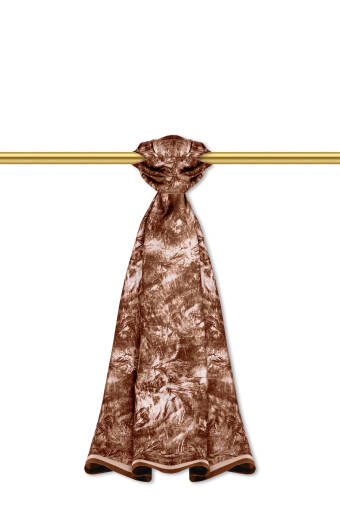 شال حرير مائل بنقشة فرشاة القهوة المرّة 