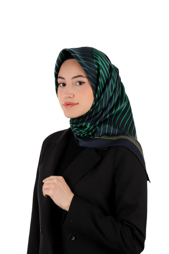 الأزرق الداكن ديلا نمط سورا وشاح الحرير 