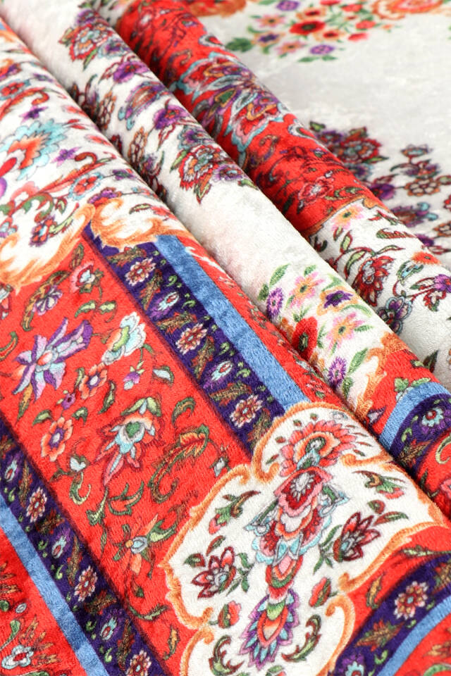 سجادة صلاة مخملية حمراء - 2