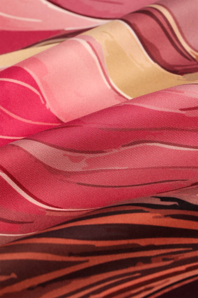 وشاح حريري منقوش بلون بورجوندي آريا - 3