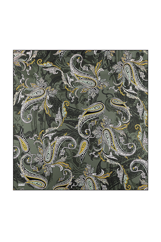 وشاح حريري من قماش التويل بنمط شال كاكي 