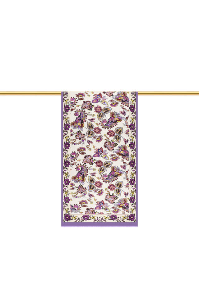 وشاح حرير فوال بنمط شال أرجواني - 3