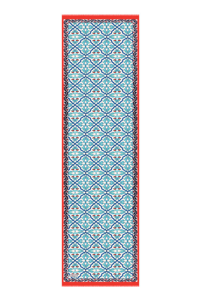 وشاح حرير فوال بنقشة اللبلاب الأحمر - 4