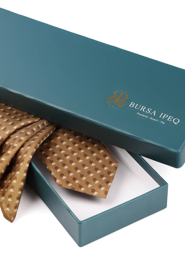 مجموعة ربطات عنق حريرية منقوشة باللون الذهبي - 4