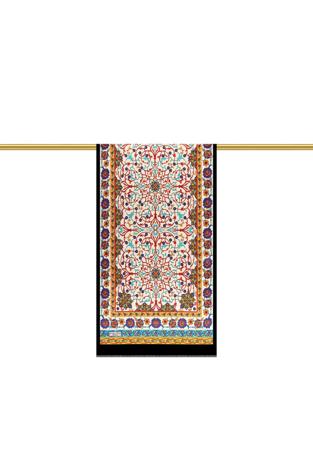 وشاح حريري ضيق بنقشة اللبلاب الذهبي - 3