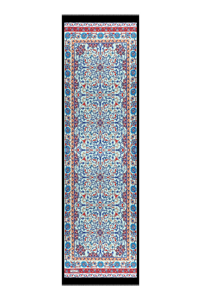 وشاح حريري ضيق بنقشة اللبلاب الأخضر المائي - 4