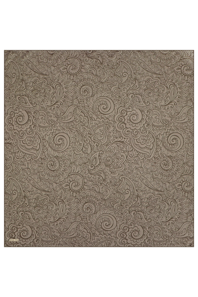 وشاح حريري منقوش بنقشة فن المنك - 3