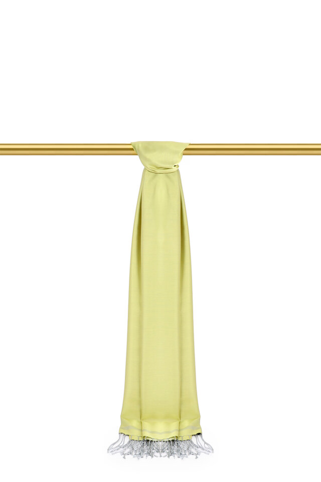 شال حريري مزدوج الوجهين باللون الرمادي الليموني - 2