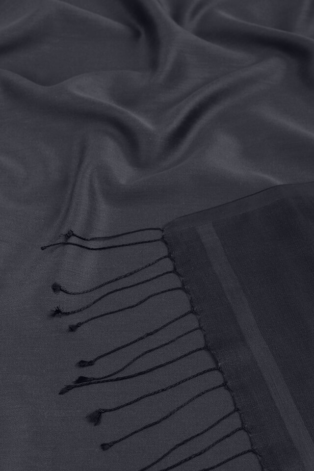 شال حريري مزدوج الوجهين أسود أنثراسيت - 5