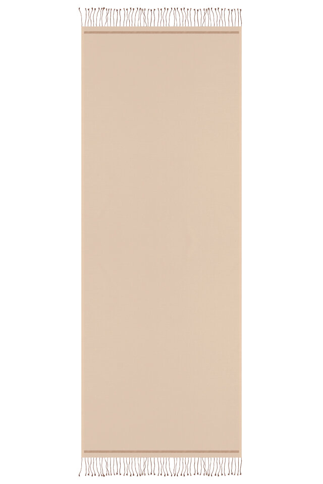 شال حريري مزدوج الوجهين باللون البني الكريمي - 4