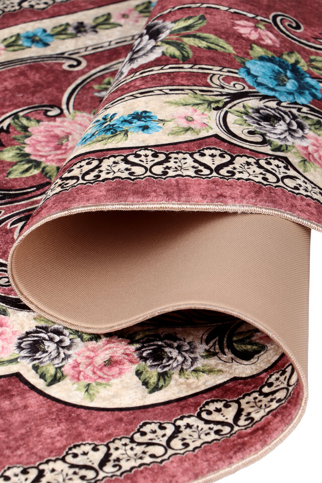 سجادة صلاة مخملية مع إسفنجة وردية اللون - 3