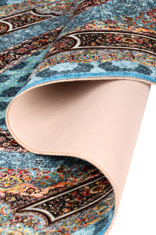 سجادة صلاة مخملية إسفنجية باللون الفيروزي - 3