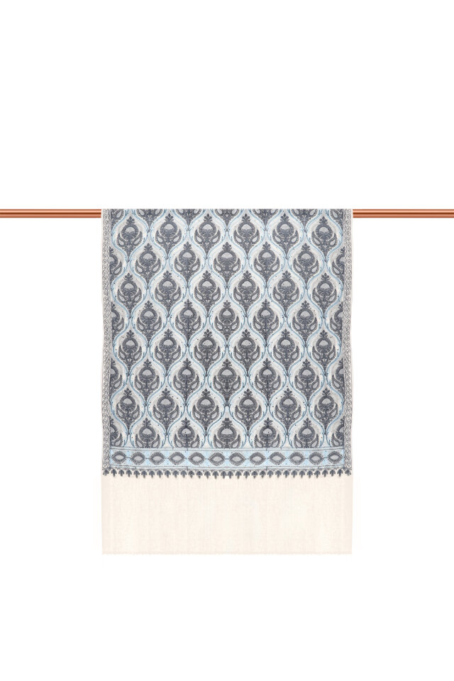 شال من الصوف والحرير مطرز بحجر مدخن - 3