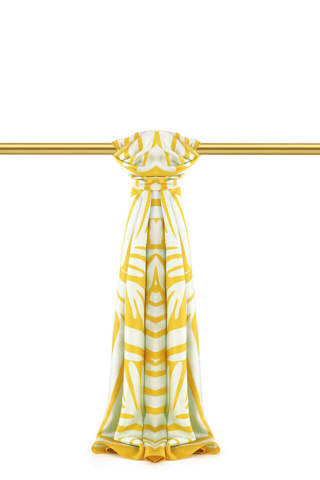 Acid Green Crop Pattern Twill Silk Scarf 